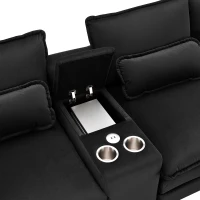 123" Modern U-Shaped 6-Seat Upholstered Sleeper Sofa Set with Console, Cupholders, USB Ports, and Chaise, 123″ L x 55″ W x 33″ H, Black(m-12)