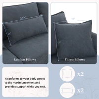 Wide Seat Corduroy Modular Sectional Sofa Bed, Couch Set with Armrest Pillow, 6 Seat Free Combination Sofa, 73" L x 65" W x 34" H, Gray(m-5)