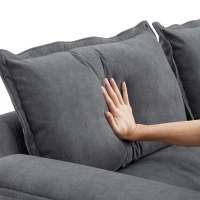 Oversized Luxury Sectional Sofa with Bentwood Armrests, Double Cushions, Ottoman, 4-Seat, L Shape Couch for Living Room, Dark Grey(m-11)