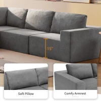 116" Modular L-Shaped Sectional Sofa with 5-Piece Free Combination, Luxury Foam-Filled Sleeper Sofa Bed, 116″ L x 116″ W x 30″ H, Gray(m-7)