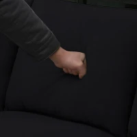 112" x 87" 7-Seater Modular Sofa with Ottoman and 3 Pillows, L-Shaped Fabric Couch Set, Modern Living Room Furniture, Black(m-11)