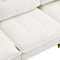106" L-Shaped Convertible Tufted Sectional Sofa with 4-Seat, Adjustable Legs, Movable Ottoman for Living Room, 106″ L x 66.5″ W x 34″ H, White(m-10)