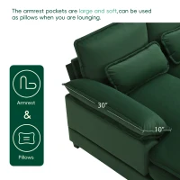 Modern U-Shaped 6-Seat Sectional Sofa with Chaise Lounge, Upholstered Sleeper Couch with Waist Pillows, 110″ L x 55″ W x 33″ H, Green(m-6)