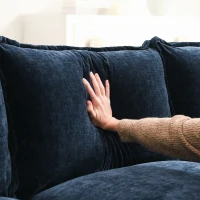 118" x 55" Modern L-Shaped Chenille Cloud Sofa with Double Seat Cushions and Chaise Lounge, 5-Seat Couch for Living Room, Dark Navy(m-9)