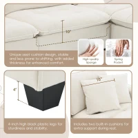 100" Modern L-Shaped Convertible Sectional Sofa with Free Pillows, 4-Seat Sofa for Living Room, 100″ L x 59″ W x 34″ H, Beige(m-6)