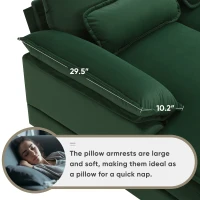 123" Modern U-Shaped 6-Seat Upholstered Sleeper Sofa Set with Console, Cupholders, USB Ports, and Chaise, 123″ L x 55″ W x 33″ H, Green(m-5)