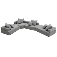 156" Oversized Modular U-Shaped Sectional Sofa with 4 Pieces Free Combination, Convertible Sleeper Couch for Living Room, Gray(m-2)