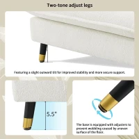 106" L-Shaped Convertible Tufted Sectional Sofa with 4-Seat, Adjustable Legs, Movable Ottoman for Living Room, 106″ L x 66.5″ W x 34″ H, White(m-7)