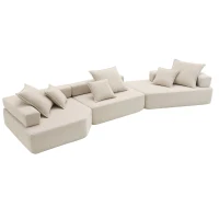 Oversized Modular Sectional Sofa with 3-Piece Free Combination, Convertible Sleeper Couch for Living Room, 156" L x 47.5" W x 24.5" H, Beige(m-2)