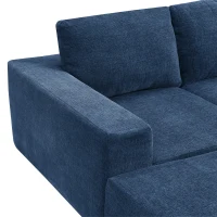 110" x 72" Luxury Chenille Upholstered Floor Couch Set with Foam-Filled, U Shaped Sofa for Living Room, Free Combination, Navy(m-10)