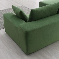 109" x 68" Modern Minimalist Upholstered Sleeper Couch with Square Arms and Pillows, No Assembly Required, Green(m-12)