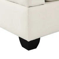 90" Modern L-Shape 5-Seat Sectional Sofa Set with Convertible Ottoman and 2 Pillows, Linen Fabric Couch, 90″ L x 60″ W x 32″ H, Beige(m-10)