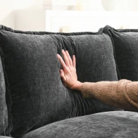 118" x 55" Modern L-Shaped Chenille Cloud Sofa with Double Seat Cushions and Chaise Lounge, 5-Seat Couch for Living Room, Gray(m-9)