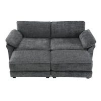 Convertible Sectional Sofa Bed Set with Ottoman, 4-Seat Loveseat for Living Room, Apartment, Office, 81″ L x 55″ W x 32″ H, Gray(m-2)