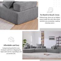 Oversized Modular Sectional Sofa with 3-Piece Free Combination, Convertible Sleeper Couch for Living Room, 156" L x 47.5" W x 24.5" H, Gray(m-4)