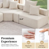 Oversized Modular L Shaped Sectional Sofa with 3-Piece Free Combination, Convertible Couch for Living Room, 103.5" L x 95.5" W x 24.5" H, Beige(m-6)