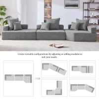 Oversized Modular Sectional Sofa with 3-Piece Free Combination, Convertible Sleeper Couch for Living Room, 151.5" L x 47.5" W x 24.5" H, Gray(m-8)