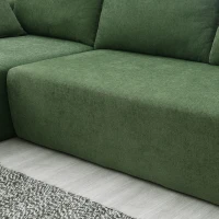 109" x 68" Modern Minimalist Upholstered Sleeper Couch with Square Arms and Pillows, No Assembly Required, Green(m-10)