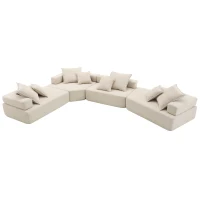 156" Oversized Modular U-Shaped Sectional Sofa with 4 Pieces Free Combination, Convertible Sleeper Couch for Living Room, Beige(m-2)