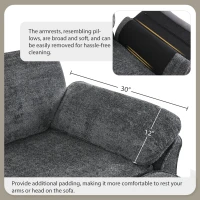 Convertible Sectional Sofa Bed Set with Ottoman, 4-Seat Loveseat for Living Room, Apartment, Office, 81″ L x 55″ W x 32″ H, Gray(m-7)