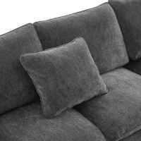 84" x 84" Modern L Shape Modular Sofa with 2 Pillows, 5 Seat Chenille Sectional Couch Set, for Living Room, 84″ L x 84″ W x 37″ H, Black+Gray(m-10)