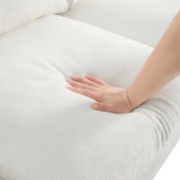 119" x 55" Modern Oversized Sectional Sofa with 2 Free Pillows and Chaise, L-Shaped 5-Seat Chenille Indoor Furniture for Living Room, White(m-10)