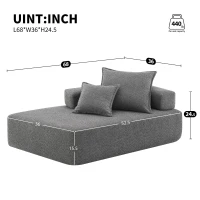 Luxury Boucle Convertible Sleeper Couch, Oversized Modular U Shaped Sectional Sofa, for Living Room, 68" L x 36" W x 24.5" H, Gray(m-3)