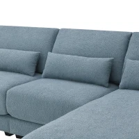 Oversized Deep Seat Sectional Sofa with Reversible Chaise, Loop Yarn Fabric, 5-Seat Couch for Living Room, 120″ L x 61″ W x 33″ H, Blue(m-10)