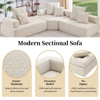 Oversized Modular L Shaped Sectional Sofa with 3-Piece Free Combination, Convertible Couch for Living Room, 103.5" L x 95.5" W x 24.5" H, Beige(m-5)