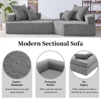 Oversized Modular Sectional Sofa with 2-Piece Free Combination, Spacious Sofa Bed for Living Room, 103.5" L x 47.5" W x 24.5" H, Gray(m-5)