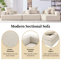 Oversized Modular Sectional Sofa with 3-Piece Free Combination, Convertible Sleeper Couch for Living Room, 151.5" L x 47.5" W x 24.5" H, Beige(m-5)