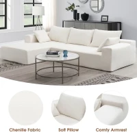 109" x 68" Modern Minimalist Upholstered Sleeper Couch with Square Arms and Pillows, No Assembly Required, Cream(m-5)