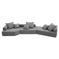 Oversized Modular Sectional Sofa with 3-Piece Free Combination, Convertible Sleeper Couch for Living Room, 156" L x 47.5" W x 24.5" H, Gray(m-13)