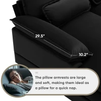 123" Modern U-Shaped 6-Seat Upholstered Sleeper Sofa Set with Console, Cupholders, USB Ports, and Chaise, 123″ L x 55″ W x 33″ H, Black(m-5)