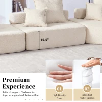 Oversized Modular Sectional Sofa with 3-Piece Free Combination, Convertible Sleeper Couch for Living Room, 151.5" L x 47.5" W x 24.5" H, Beige(m-6)