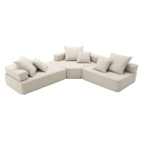 Oversized Modular L Shaped Sectional Sofa with 3-Piece Free Combination, Convertible Couch for Living Room, 103.5" L x 95.5" W x 24.5" H, Beige(m-13)