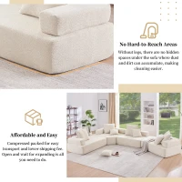 Lounge Frame for Oversized Modular U Shaped Sectional Sofa, Spacious Foam-Filled Sofa Bed for Living Room, 56" L x 36" W x 24.5" H, Beige(m-5)