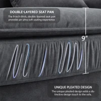 Oversized Luxury Sectional Sofa with Bentwood Armrests, Double Cushions, Ottoman, 4-Seat, L Shape Couch for Living Room, Dark Grey(m-9)