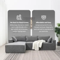 Minimalist Modular Sectional Sofa, Wrinkle-Resistant Chenille, L-Shaped Sleeper, No Assembly Required, 111.5" L x 72" W x 32" H, Gray(m-4)