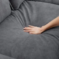 Oversized Luxury Sectional Sofa with Bentwood Armrests, Double Cushions, Ottoman, 4-Seat, L Shape Couch for Living Room, Dark Grey(m-12)