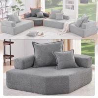 Corner Frame for Oversized Modular U Shaped Sectional Sofa, Spacious Foam-Filled Sofa Bed for Living Room, 47.5" L x 47.5" W x 24.5" H, Gray(m-4)