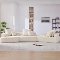 Oversized Modular Sectional Sofa with 3-Piece Free Combination, Convertible Sleeper Couch for Living Room, 156" L x 47.5" W x 24.5" H, Beige(m-1)
