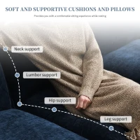 118" x 55" Modern L-Shaped Chenille Cloud Sofa with Double Seat Cushions and Chaise Lounge, 5-Seat Couch for Living Room, Dark Navy(m-7)