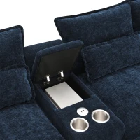 123" Modern U-Shaped 6-Seat Upholstered Sleeper Sofa Set with Console, Cupholders, USB Ports, and Chaise, 123″ L x 55″ W x 33″ H, Blue(m-12)