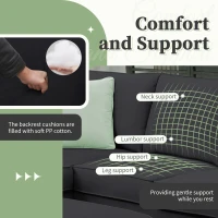 112" x 87" 7-Seater Modular Sofa with Ottoman and 3 Pillows, L-Shaped Fabric Couch Set, Modern Living Room Furniture, Black(m-6)