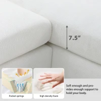 119" x 55" Modern Oversized Sectional Sofa with 2 Free Pillows and Chaise, L-Shaped 5-Seat Chenille Indoor Furniture for Living Room, White(m-8)