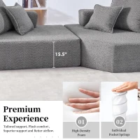 Oversized Modular Sectional Sofa with 2-Piece Free Combination, Spacious Sofa Bed for Living Room, 103.5" L x 47.5" W x 24.5" H, Gray(m-6)