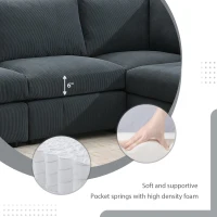 93" Modern Sectional Sofa with Convertible Ottomans and Vertical Stripes, 5-Seat L-Shape Armless Couch Set for Living Room, Dark Gray(m-7)