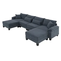 Wide Seat Corduroy Modular Sectional Sofa Bed, Couch Set with Armrest Pillow, 6 Seat Free Combination Sofa, 73" L x 65" W x 34" H, Gray(m-11)
