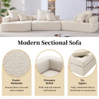 Oversized Modular Sectional Sofa with 3-Piece Free Combination, Convertible Sleeper Couch for Living Room, 156" L x 47.5" W x 24.5" H, Beige(m-5)